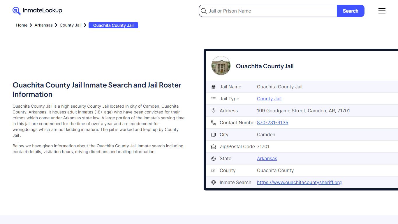 Ouachita County Jail (AR) Inmate Search Arkansas - Inmate Lookup